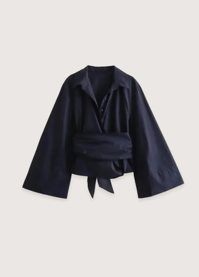 Kimono court noir femme - Élégance japonaise-Kimikono