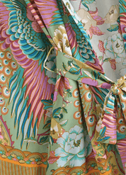 Kimono court plage paon fleuri | Natsu