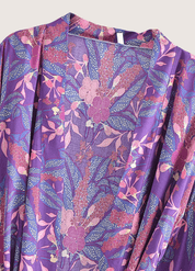 Kimono court plage violet fleuri | Sumire