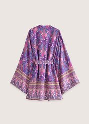Kimono court plage violet fleuri | Sumire