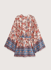 Kimono court rouge - Élégance japonaise authentique-Kimikono