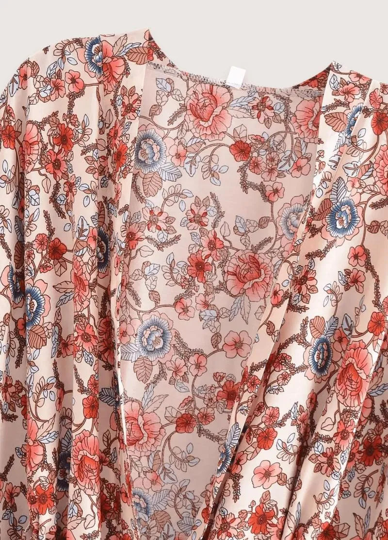 Kimono court rouge - Élégance japonaise authentique-Kimikono