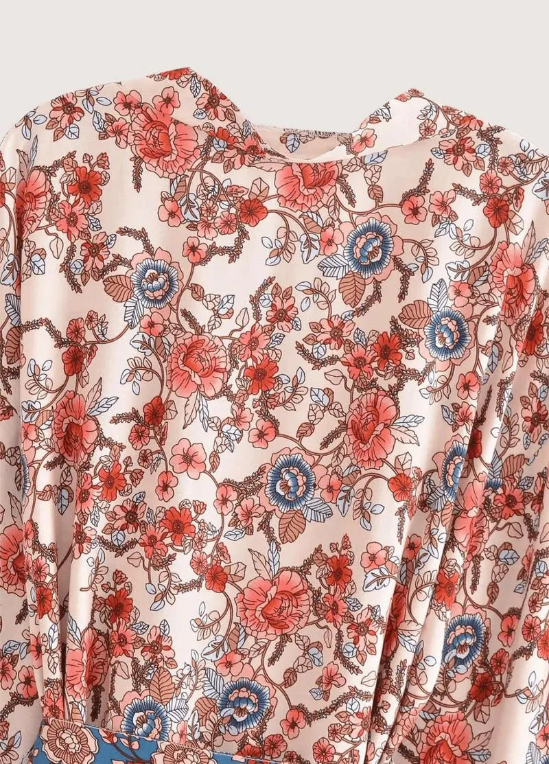 Kimono court rouge - Élégance japonaise authentique-Kimikono