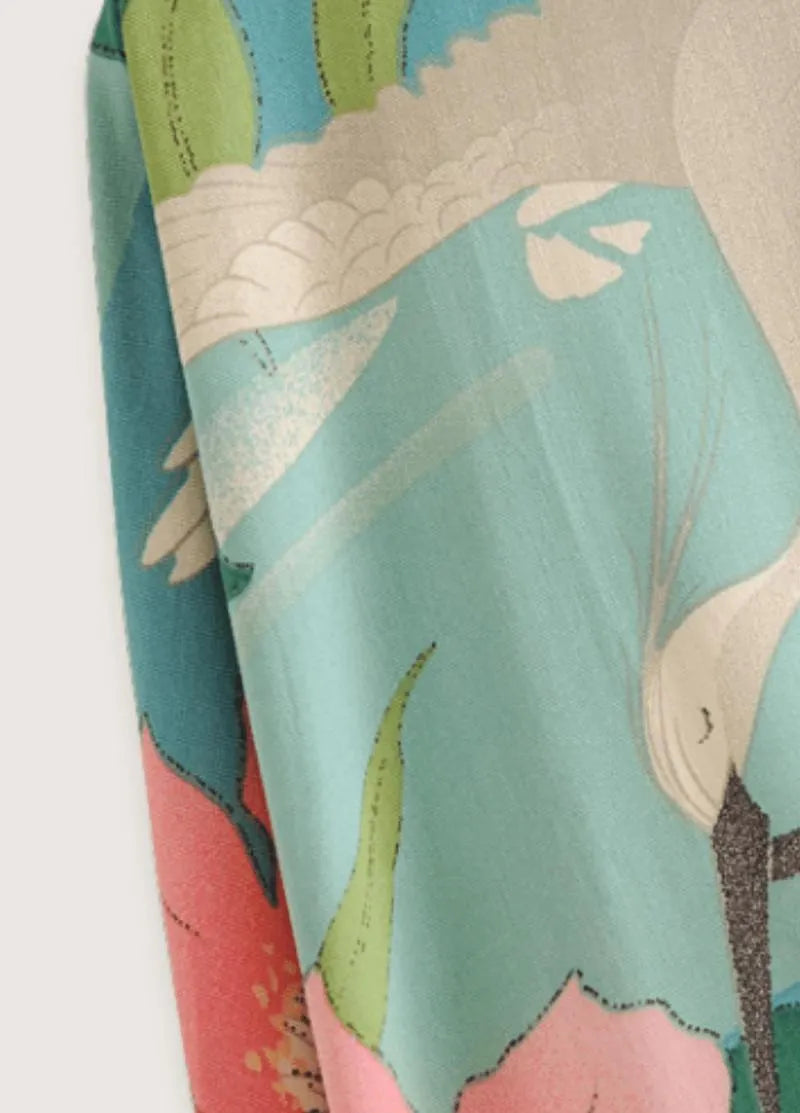 Kimono court tropical en coton - Style bohème chic-Kimikono
