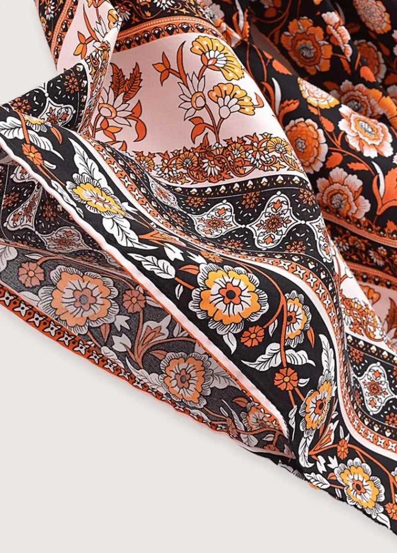 Kimono femme court fleuri orange - Bohème & chic-Kimikono