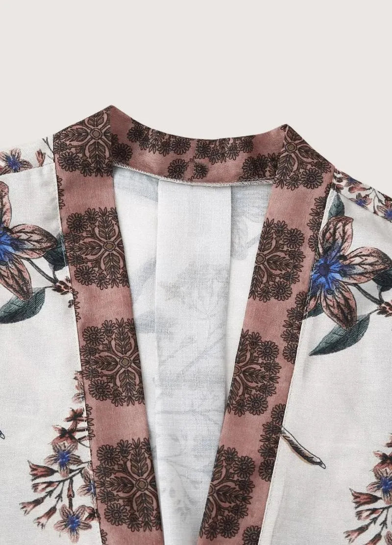 Kimono femme japonais court - Élégance florale-Kimikono
