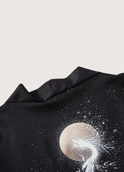 Kimono japonais homme lune - Élégance noire étoilée-Kimikono