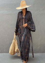 Kimono long coton gris | Hai