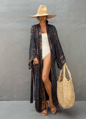 Kimono long coton gris | Hai