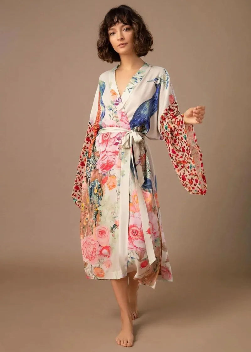 Kimono long blanc femme - Élégance traditionnelle-Kimikono