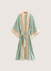 Kimono long fluide bleu bohème | Ao