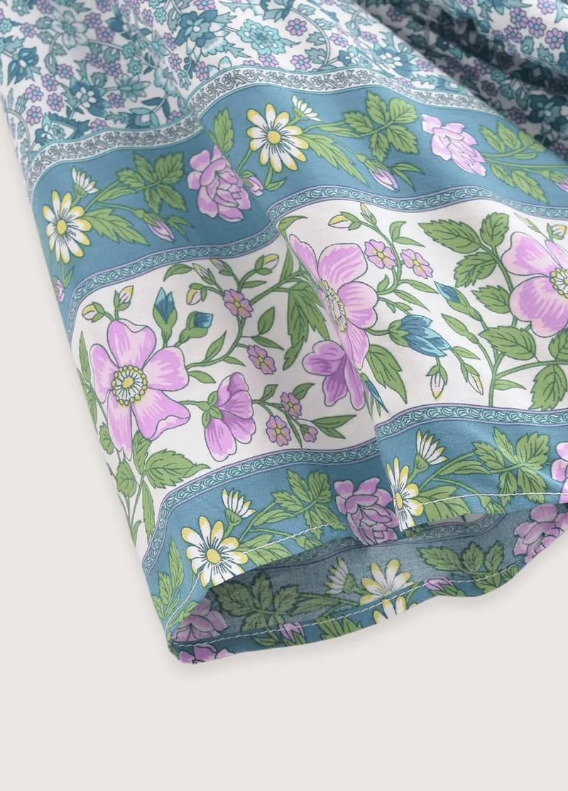 Kimono long bleu floral - Élégance japonaise-Kimikono