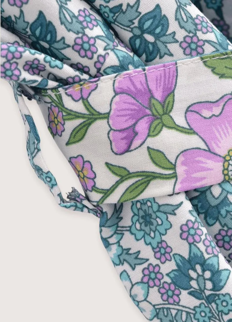 Kimono long bleu floral - Élégance japonaise-Kimikono