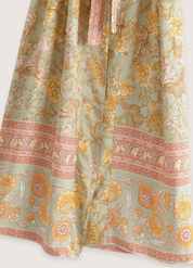 Kimono femme long fleuri jaune | Kiiro