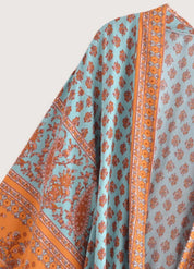 Kimono long bohème turquoise - Élégance moderne-Kimikono
