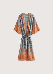 Kimono long bohème turquoise - Élégance moderne-Kimikono