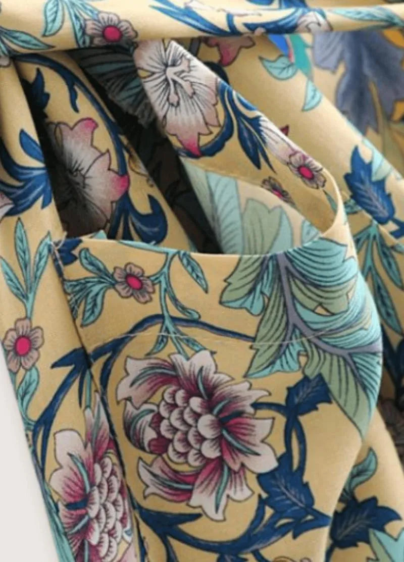 Kimono long bohème vert bleu - Élégance naturelle-Kimikono