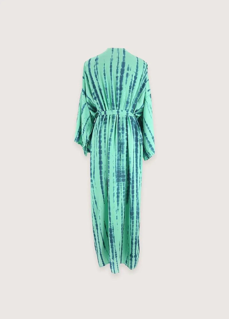 Kimono long bohème vert - Élégance & confort unique-Kimikono