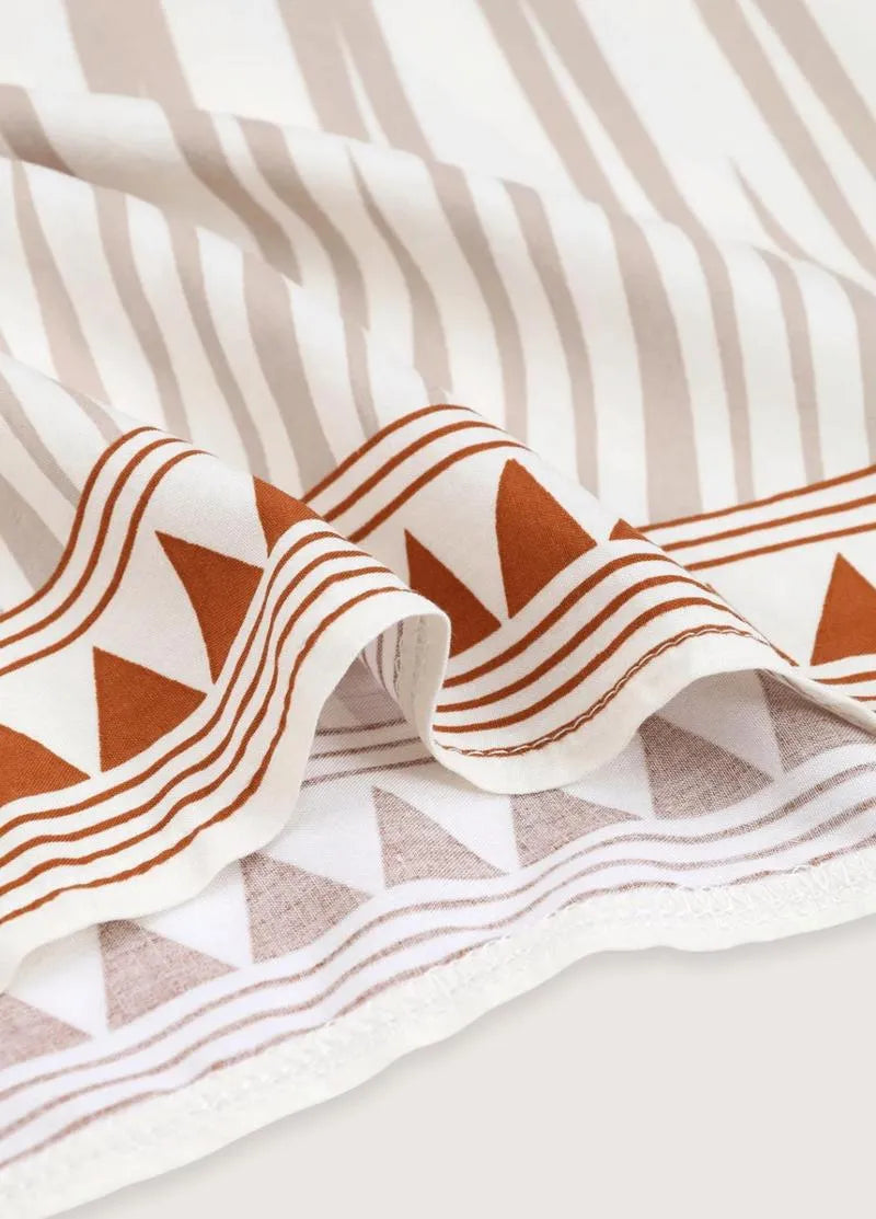 Kimono long coton ethnique beige - Bohème & chic-Kimikono