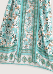 Kimono long été femme vert - Élégance florale-Kimikono