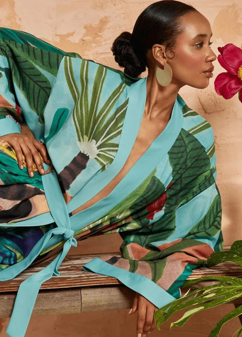 Kimono long été tropical - Élégance et confort-Kimikono
