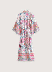 Kimono long femme été fleuri - Élégance bohème-Kimikono