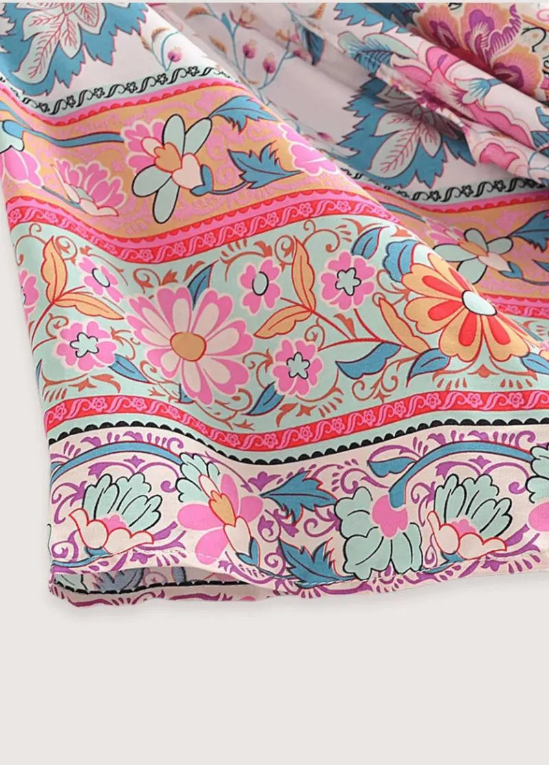 Kimono long femme été fleuri - Élégance bohème-Kimikono