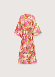 Kimono long femme rose fleuri - Élégance japonaise-Kimikono