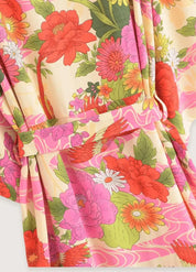 Kimono long femme rose fleuri - Élégance japonaise-Kimikono