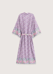 Kimono long femme violet fleuri - Élégance japonaise-Kimikono