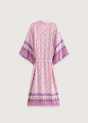 Kimono long fleuri femme rose - Style authentique-Kimikono
