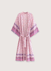 Kimono long fleuri femme rose - Style authentique-Kimikono