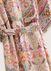 Kimono long rose fleuri femme | Usuzakura