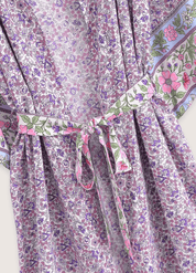 Kimono long femme violet fleuri | Fuji