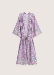 Kimono long femme violet fleuri | Fuji