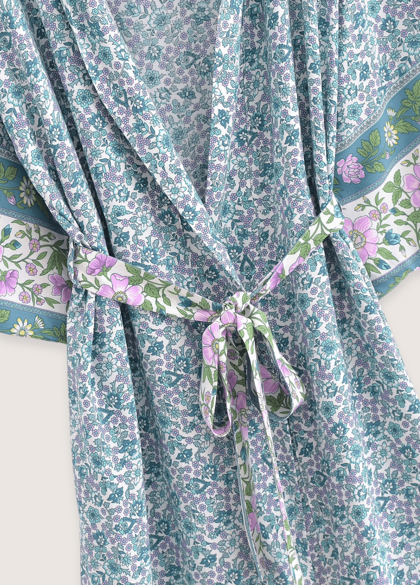 Kimono long bleu floral | Sora
