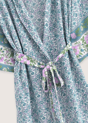Kimono long bleu floral | Sora