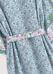 Kimono long bleu floral | Sora