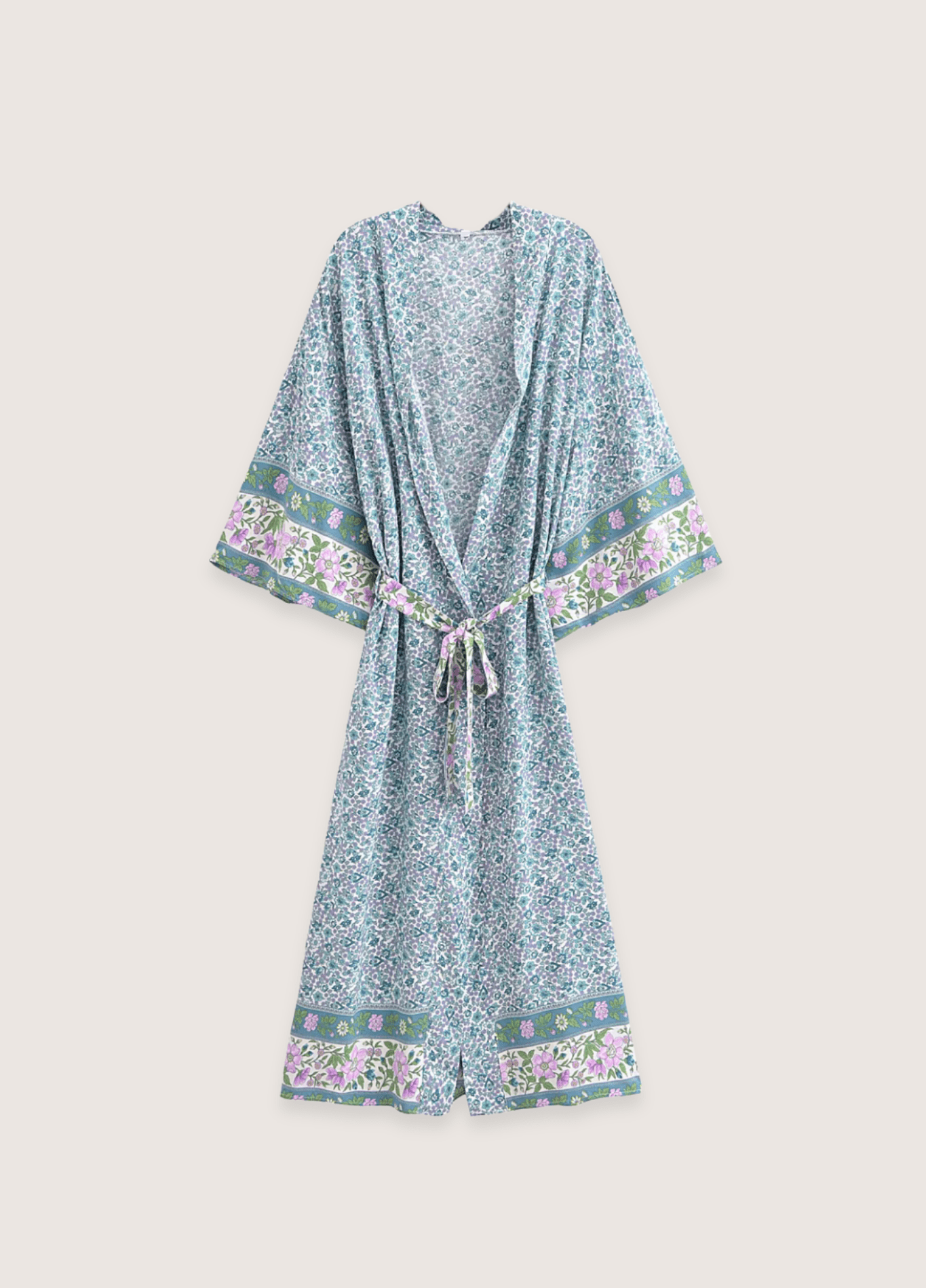 Kimono long bleu floral | Sora