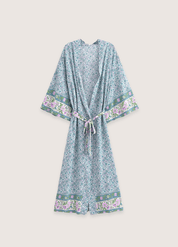 Kimono long bleu floral | Sora