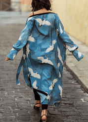 Kimono long femme japonais bleu | Tsuru