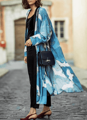 Kimono long femme japonais bleu | Tsuru