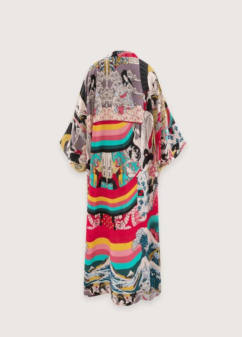 Kimono long japonais - Élégance traditionnelle-Kimikono