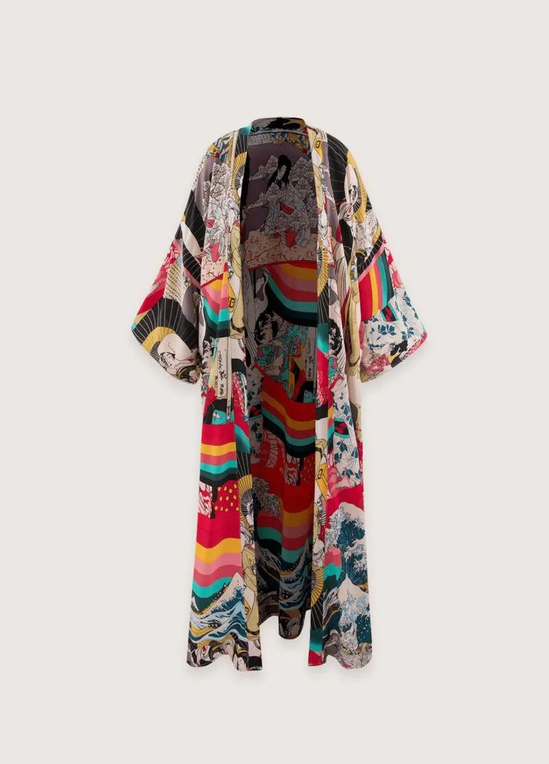 Kimono long japonais - Élégance traditionnelle-Kimikono