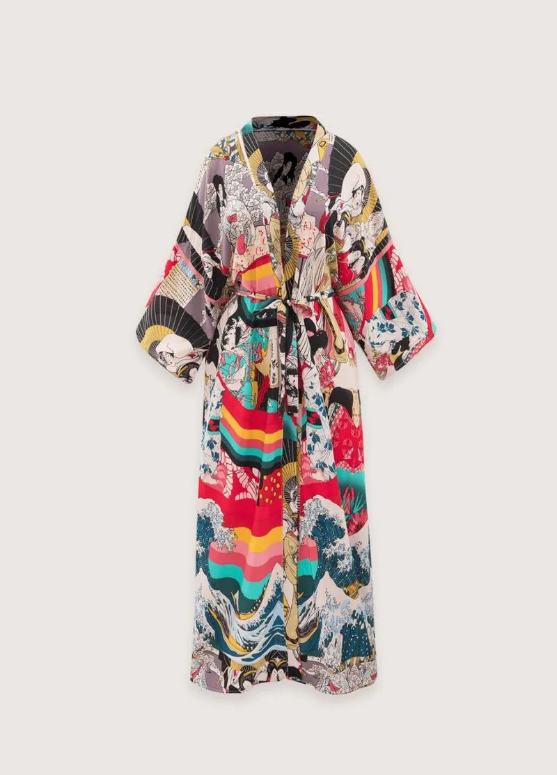 Kimono long japonais - Élégance traditionnelle-Kimikono