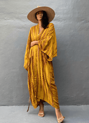 Kimono long jaune moutarde | Yamabuki