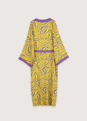 Kimono long jaune violet - Élégance orientale moderne-Kimikono