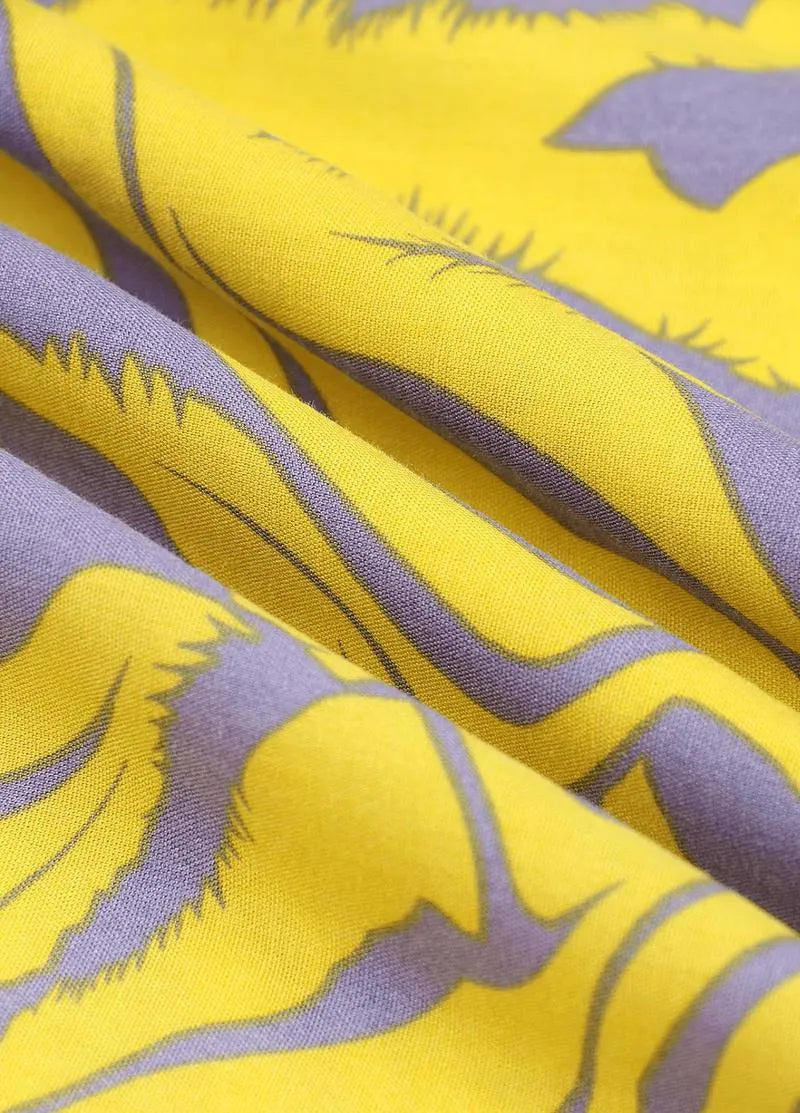 Kimono long jaune violet - Élégance orientale moderne-Kimikono