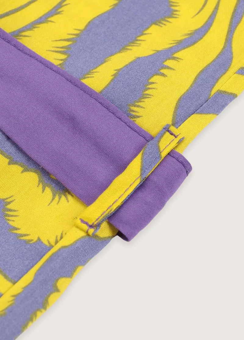 Kimono long jaune violet - Élégance orientale moderne-Kimikono