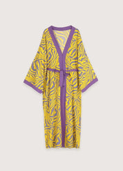 Kimono long jaune violet - Élégance orientale moderne-Kimikono